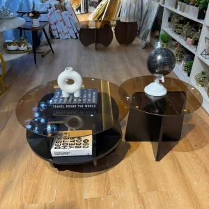 2in1 Glass Coffee Table (black)